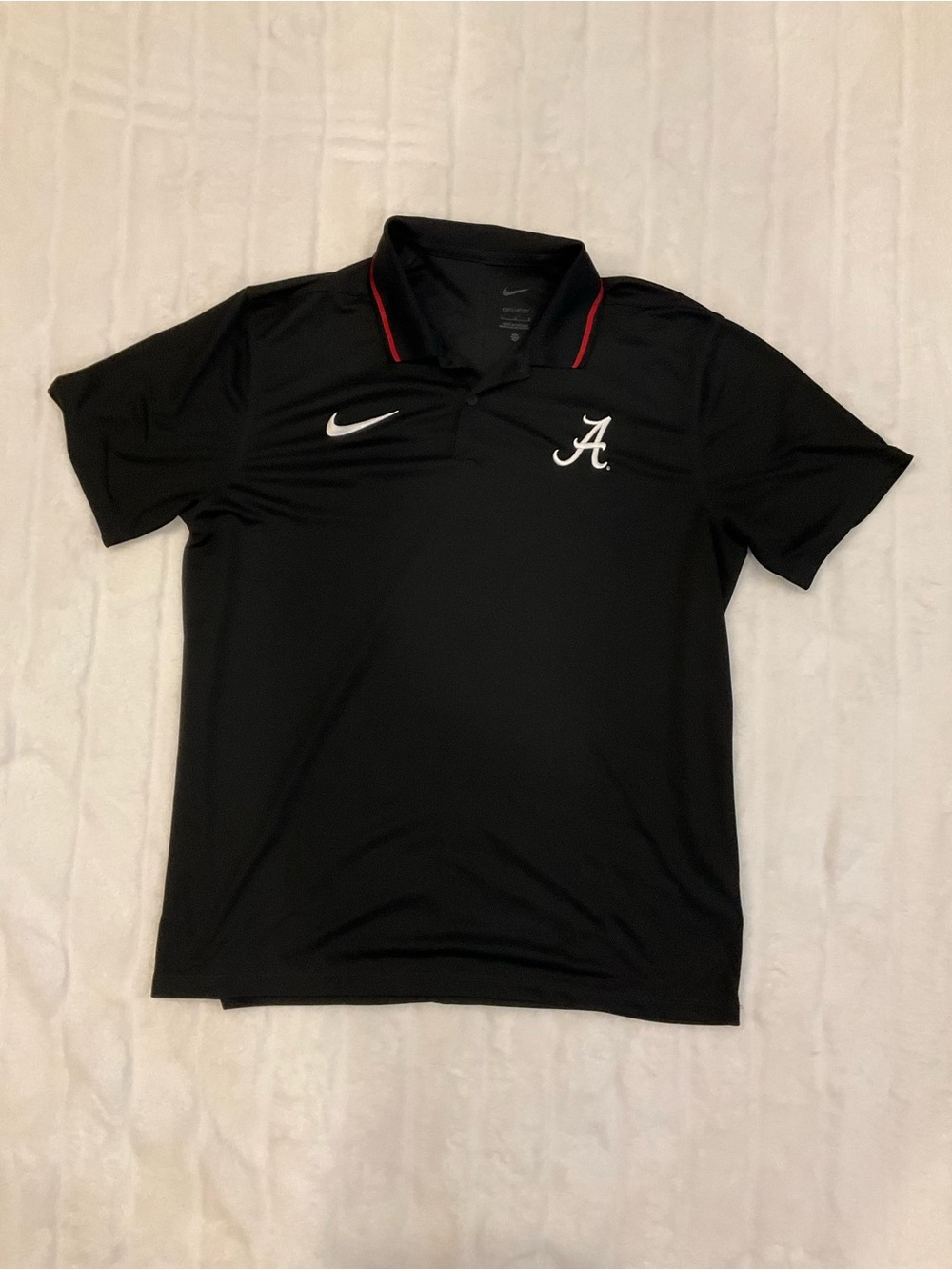 Nike Black Polo with Red Trim and White Alabama 'A' Logo